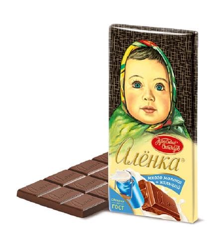 Şokolad plitkasy "Алёнка" Köp süýtli+kalsiý 90 gr
