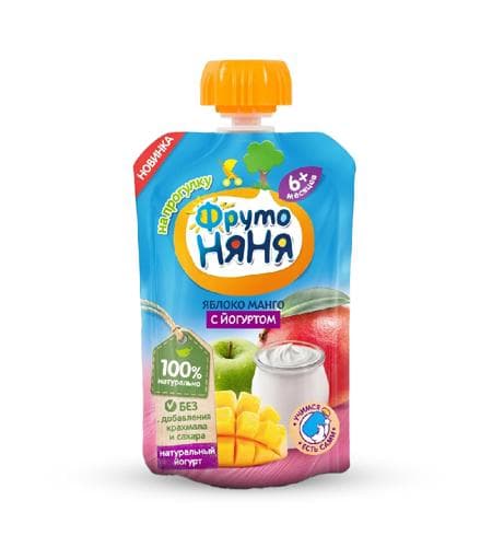 Çaga püresi "Фруто-Няня" Alma, Mango, Ýogurt (6+) 90 gr