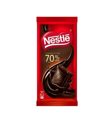 Şokolad plitkasy "Nestle" ajy şokolad 70% kakao 82 gr