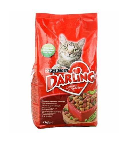 Uly pişikler üçin iým "Purina - Darling" Et we gök önümler 2 kg