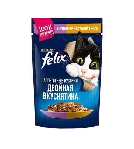 Uly pişikler üçin iým "Felix" Želede Guzy we Towuk eti 85 gr