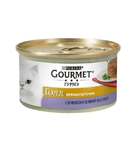 Uly pişikler üçin konserwirlenen paştet "Gourmet" Guzy we ýaşyl noýba 85 gr