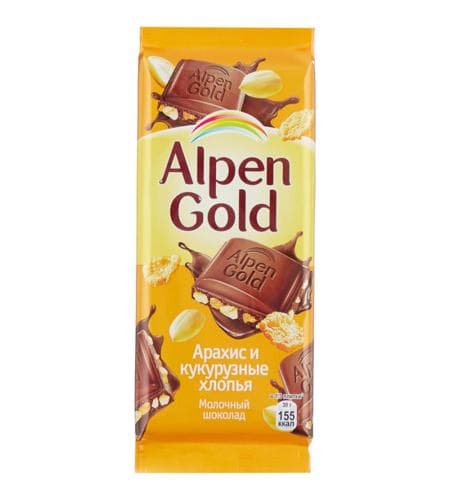 Şokolad plitkasy "Alpen Gold" Arahis we şüle ýarmasy (süýtli şokolad) 85 gr