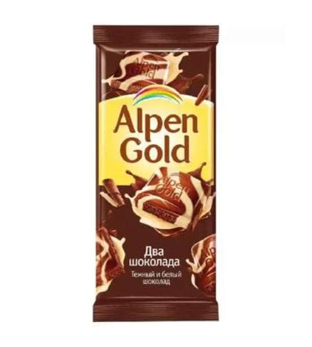 Şokolad plitkasy "Alpen Gold" Goşa şokolad (süýtli, gara şokoald) 85 gr