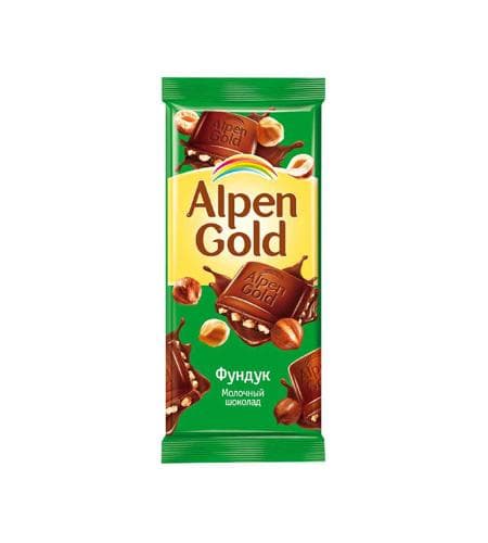 Şokolad plitkasy "Alpen Gold" Funduk (süýtli şokolad) 85 gr