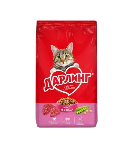 Uly pişikler üçin iým "Дарлинг" Et we gök önümler 760 gr