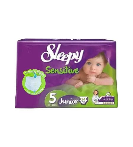 Pampers "Sleepy" sensitive 5 junior kulot (11 - 18 kg) 24 sany